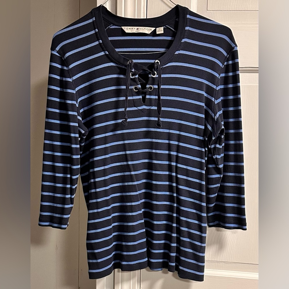 Tommy Hilfiger laced front jersey knit tshirt